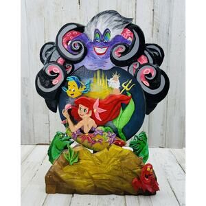 Vintage Little Mermaid One Of A Kind Wooden 2-D Wall Art Ariel Ursula Flounder